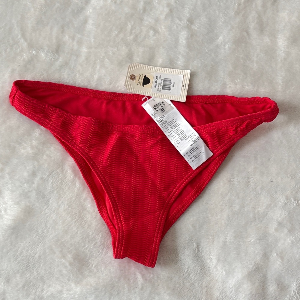 Billabong Red Textured Bikini Bottom